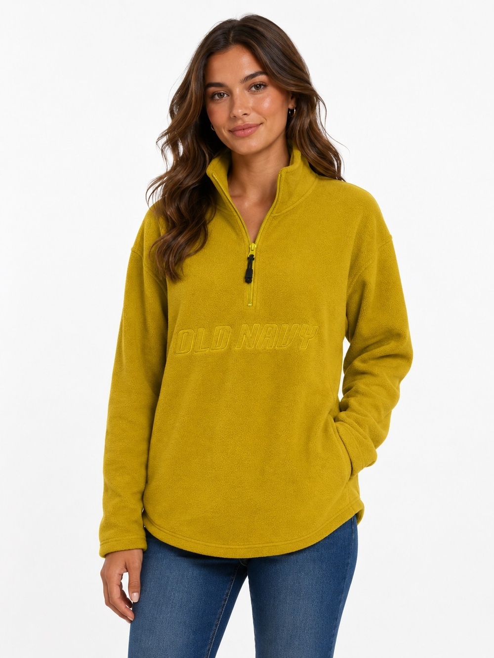 Old Navy Mustard Half-Zip Fleece Pullover - Size M